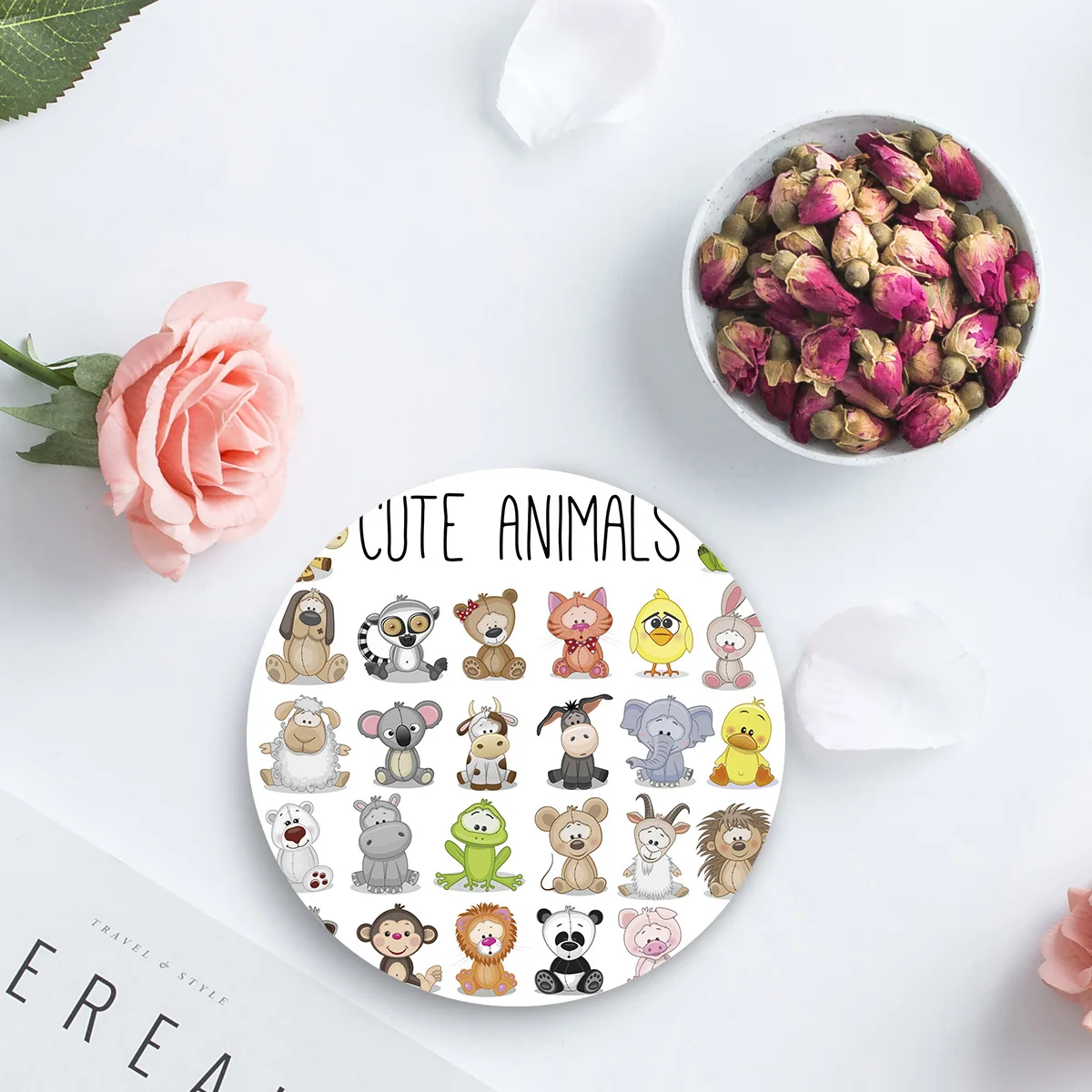 Animal Penguin Lion Panda Monkey Placemat Ceramic Drink Coasters Table Decoration Absorbent Moisture |