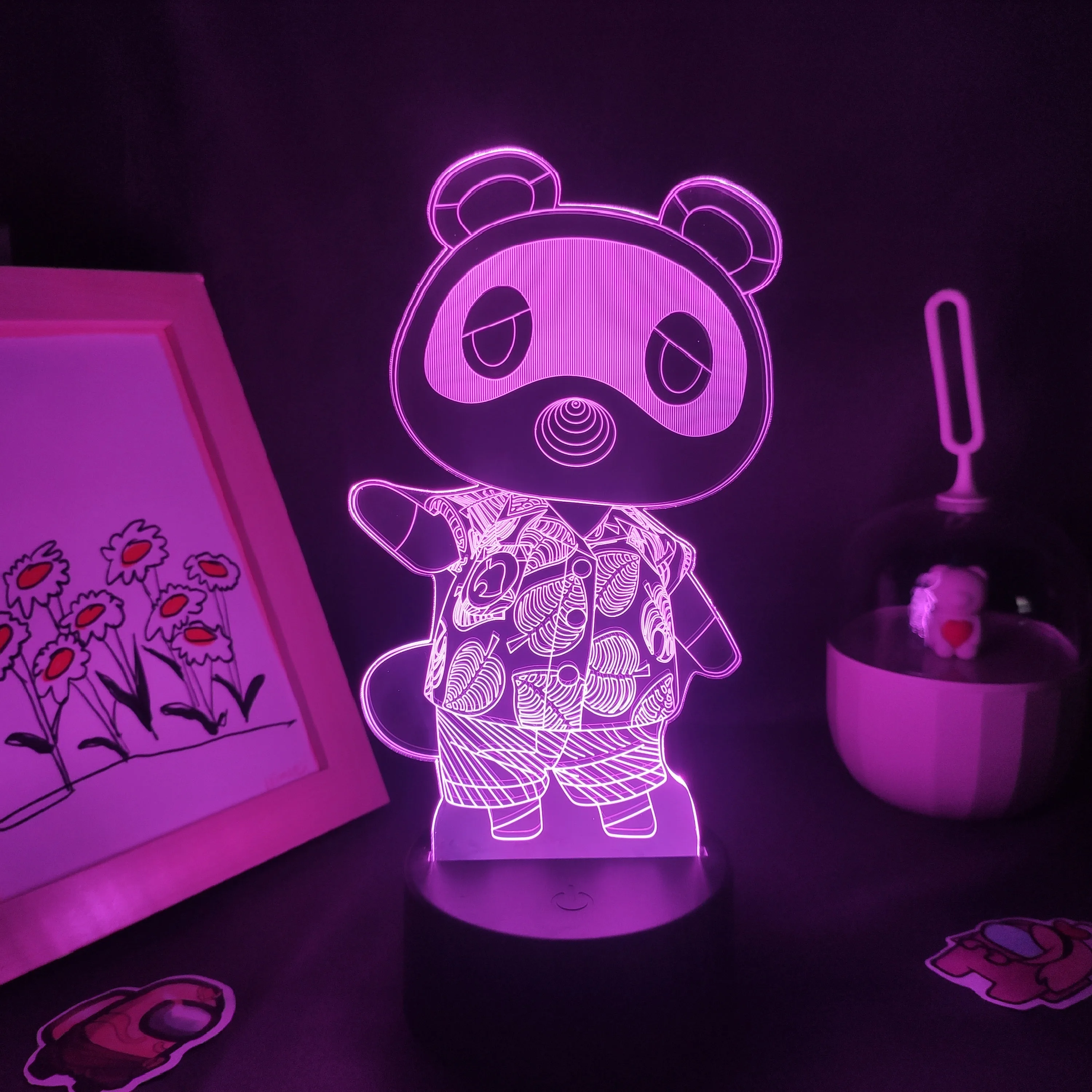 3D светодиодные лампы с пересекающимися животными персонажами Tom Nook RGB ночные