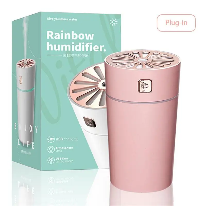 Портативный 280ml увлажнитель USB Радужная чашка яркий распылитель прохладный туман