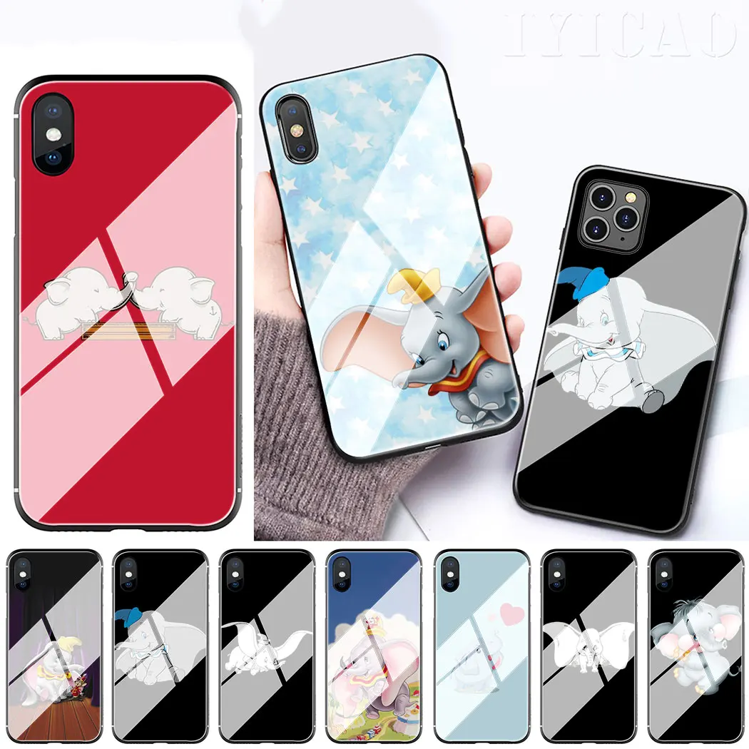 Чехол для телефона из закаленного стекла с милым мультяшным изображением слона
