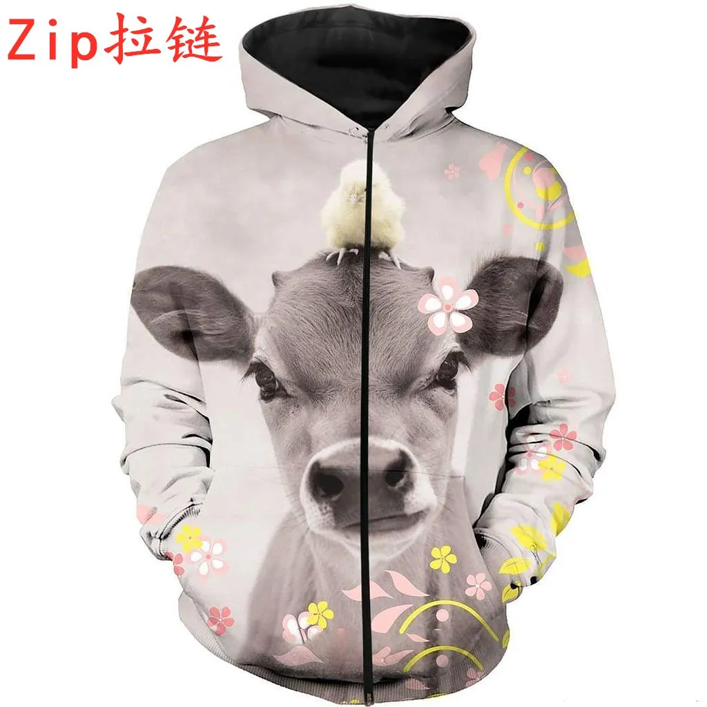 

2020 Newest Cow and Little Duck Funny 3D All Over Printed Sweatshirt Unisex Pullover Casual Harajuku Hip Hop Streetwear tops