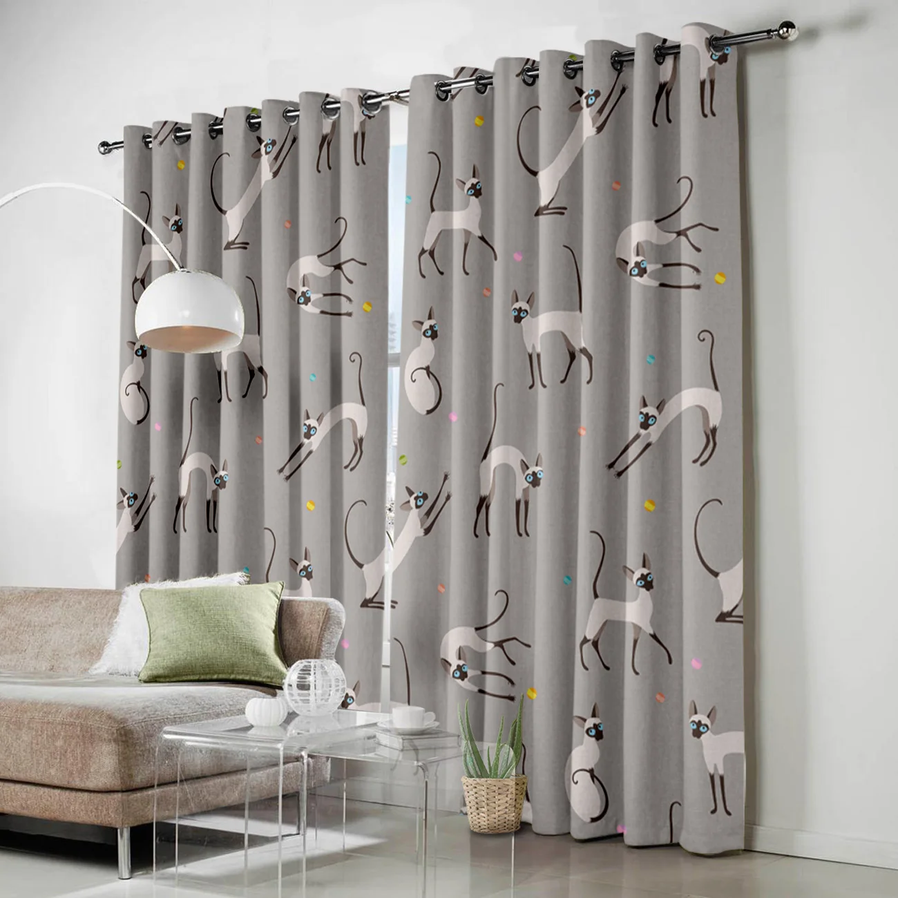Cartoon Cute Cat Window Curtains for Living Room Decorative Items | Дом и сад