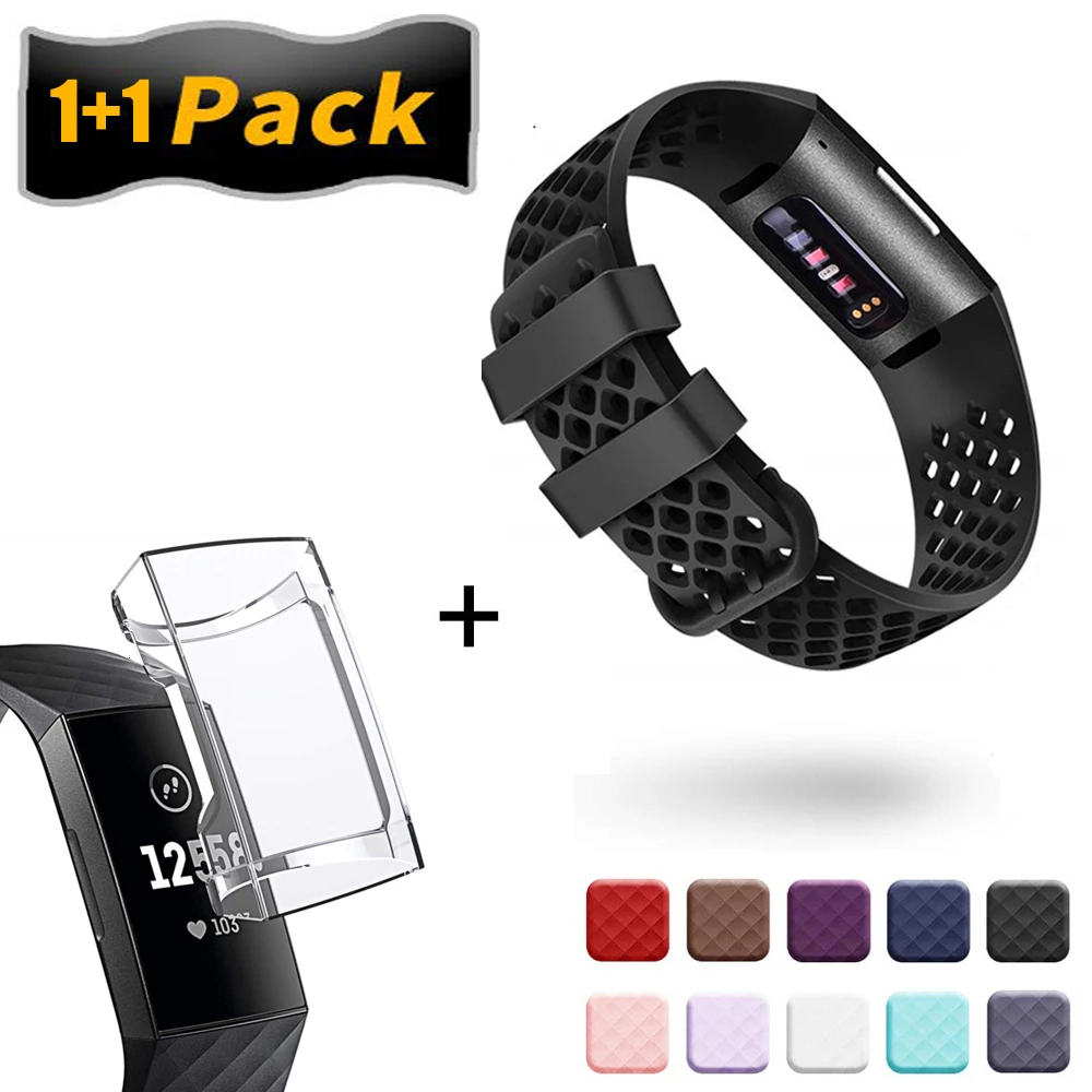 Ремешок для Fitbit Charge 3 Band Силиконовый сменный Браслет с TPU чехол Защитный