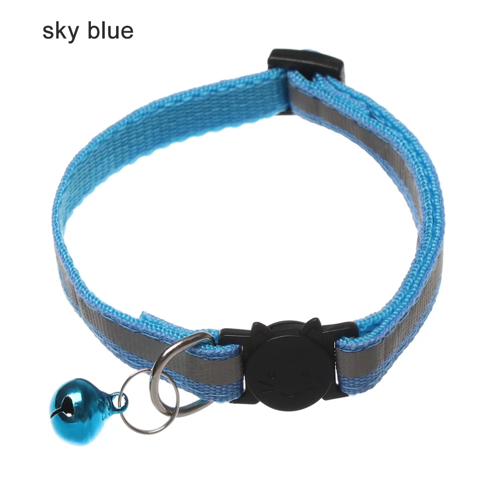 sky blue Регулируемые нейлоновые ошейники для собак ошейники с колокольчиками Очаровательное ожерелье ошейник для маленьких собак кошки ошеники товары для животных - Цвет: sky blue