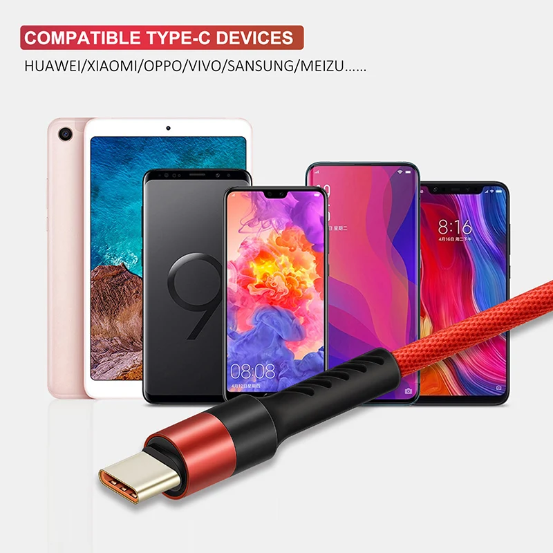 Кабель USB C кабель type C кабель для мобильного телефона Быстрая зарядка телефонный кабель для samsung S9 huawei P10 nintendo Oneplus 5 черный C245
