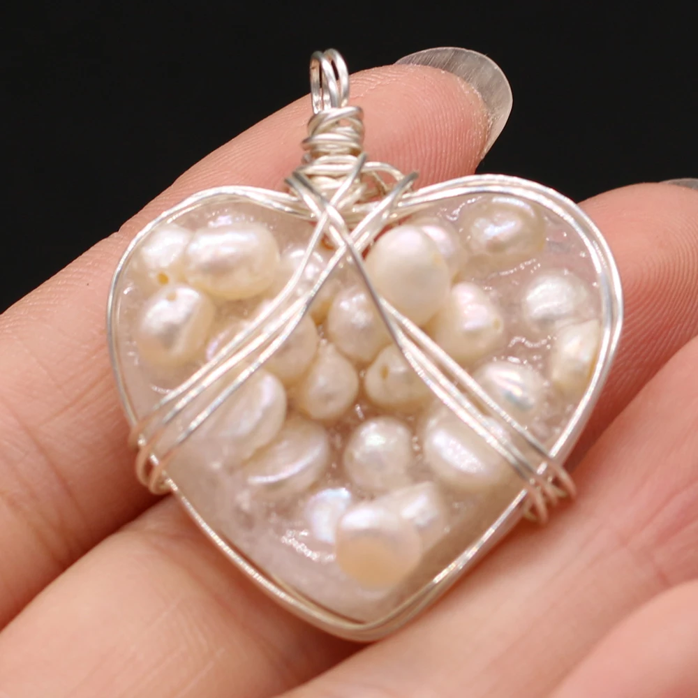 Натуральный Полудрагоценный камень в форме сердца жемчуг хрустальные бутоны