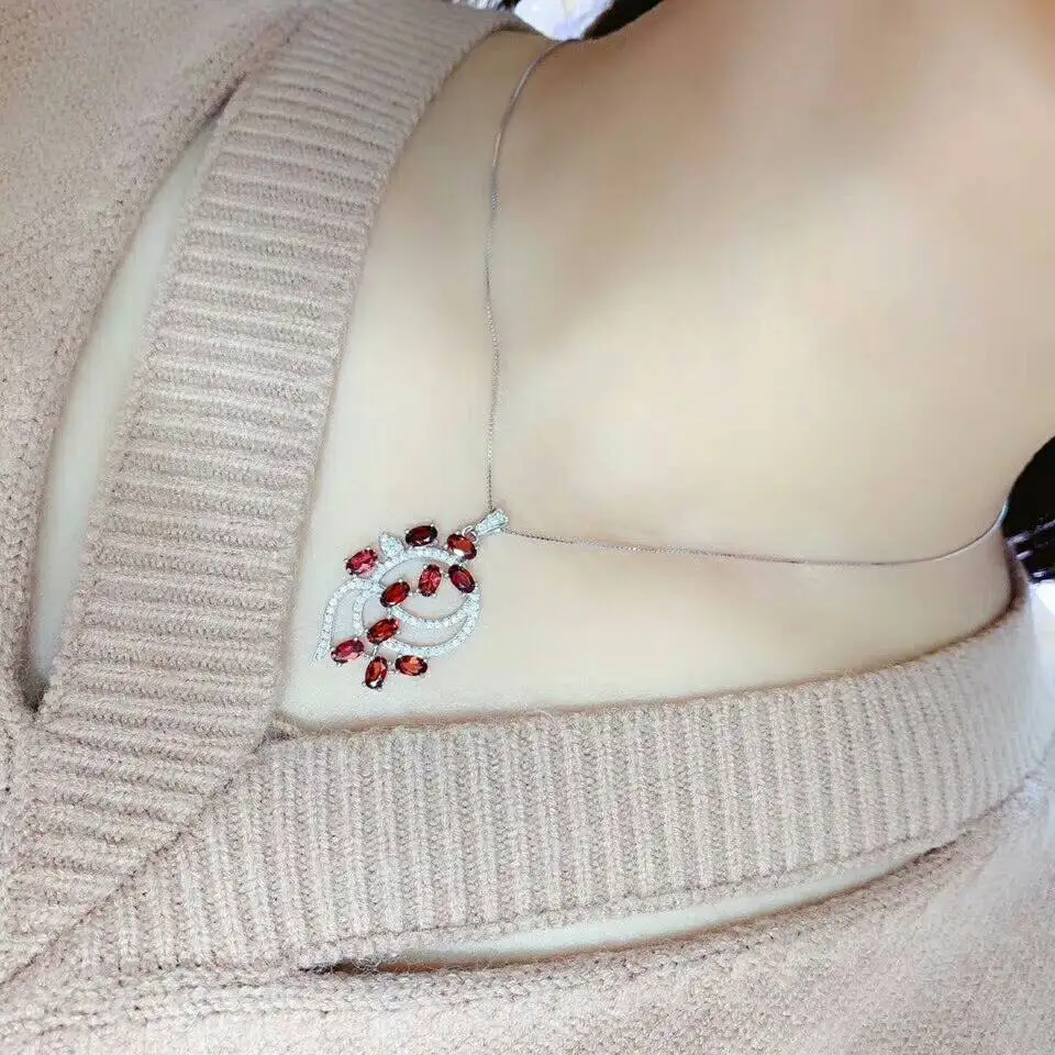 Цепочка с подвеской MeiBaPJ натуральным гранатом ожерелье большим кулоном