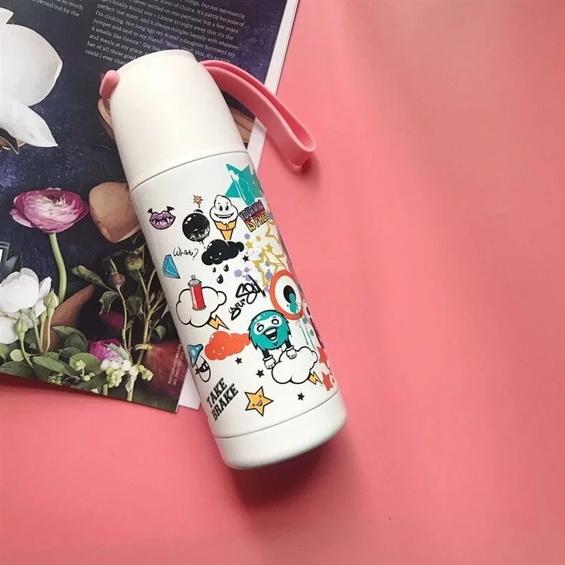 350 мл Новая красочная кружка с крышкой Термокружка термос симпатичная кофейная