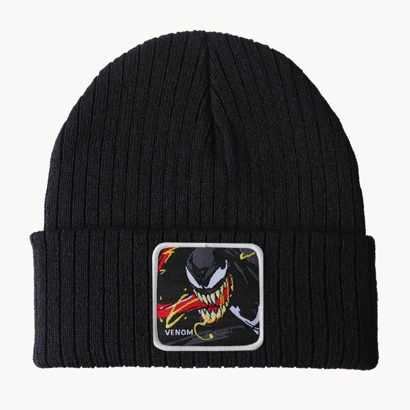Marvel 2020 Cartoon Kids Winter Acrylic Adjustable Knitted Hat Solid Color Venom Anime Figures Fashion Trendy Hip-hop Cap Gifts
