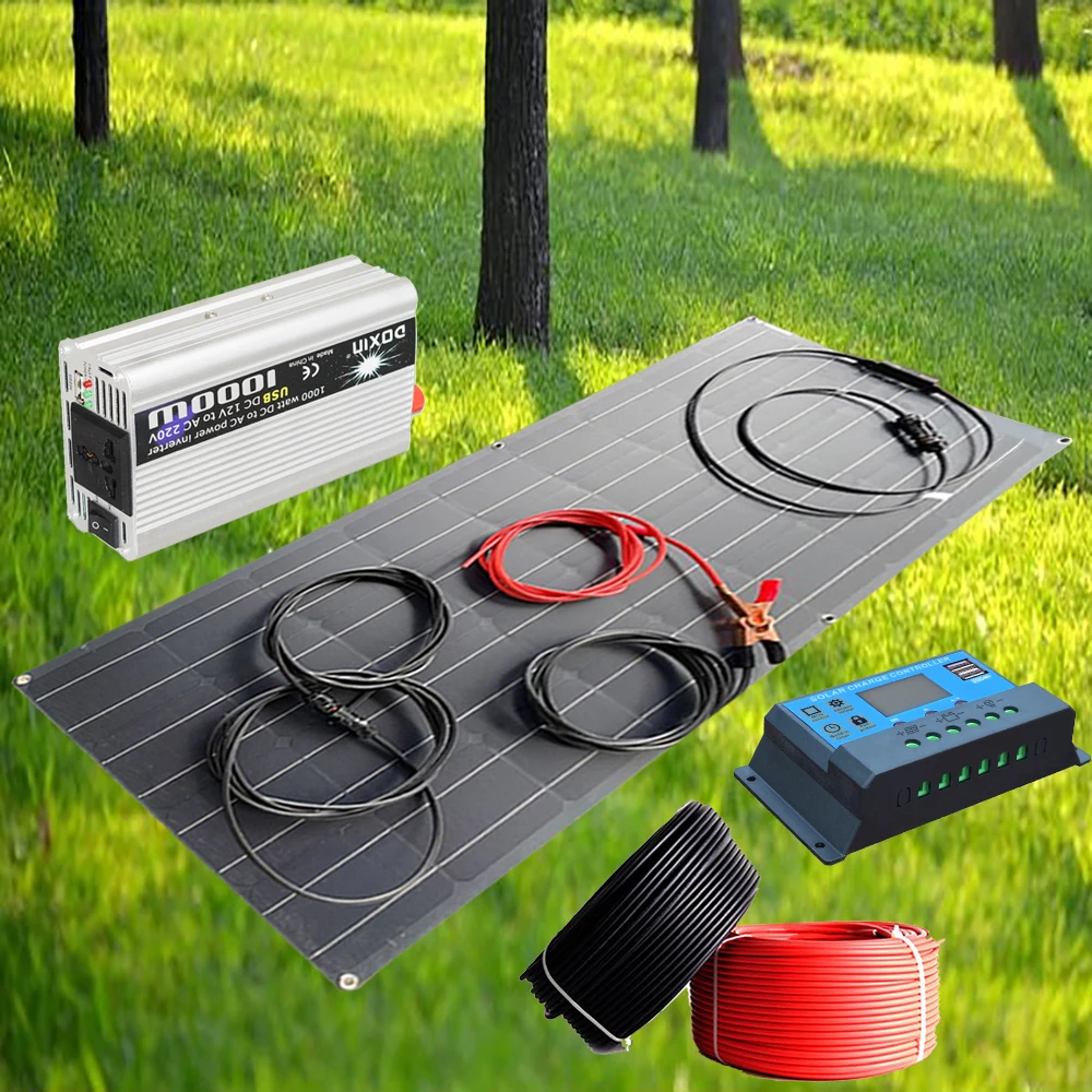 

Solar Panel 12V 24V 300W 150W Kit Flexible Battery Charger 20M Extension PV Cable Photovoltaic for Car Boat Camping Marine 1000w