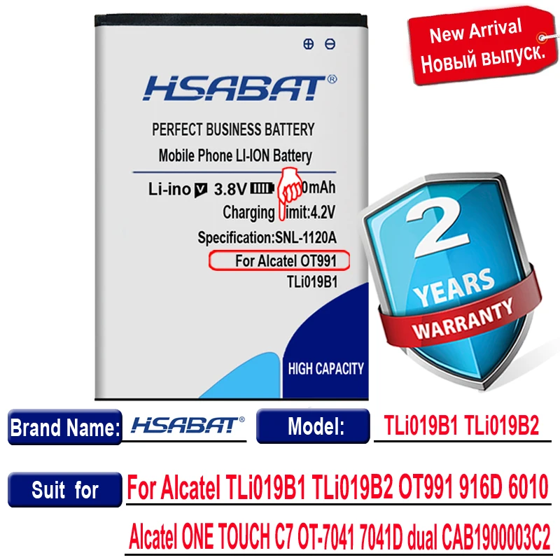 Аккумулятор HSABAT 3200 мАч для Alcatel TLi019B1 TLi019B2 OT991 916D 6010 ONE TOUCH C7 OT 7041 7041D dual CAB1900003C2 TCL|battery