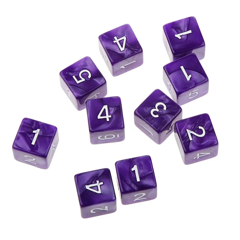 purple 6 Sided 10 шт./компл. D6 D10 игра кубик для настольной игры вечерние азартные игры в кости игра цифровой с разноцветным стороны многогранные кубики - Цвет: purple 6 Sided