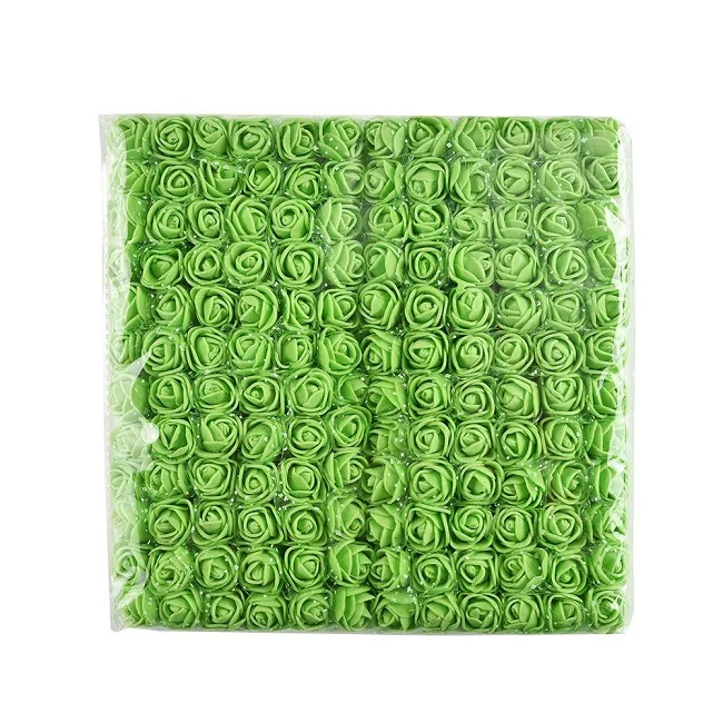 Green 144 шт./пакет мини Пена розы многоцветные цветочные головки искусственный свадебный цветок Рождественские Цветы DIY вечерние домашние Декорации праздничные - Цвет: Green