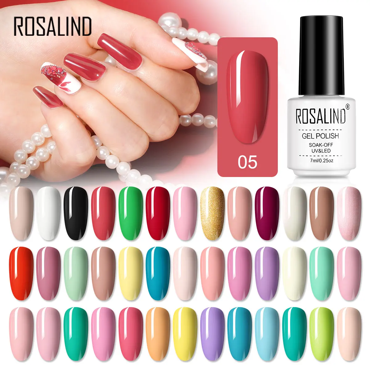 Набор гель-лаков ROSALIND для ногтей полуперманентный Праймер топовое покрытие
