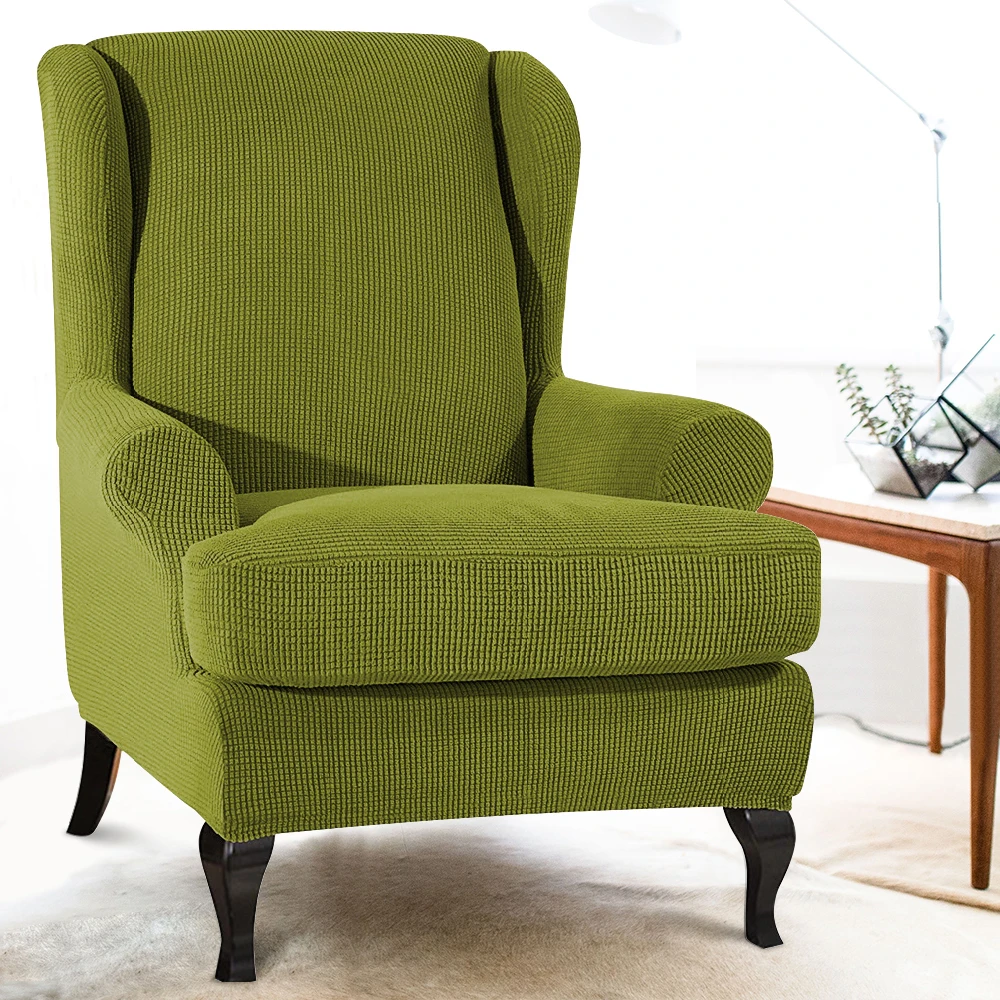

Waterproof Sloping Arm King Back Chair Cover Elastic Armchair Wingback Wing Sofa Back Chair Cover Stretch Protector Slipcover