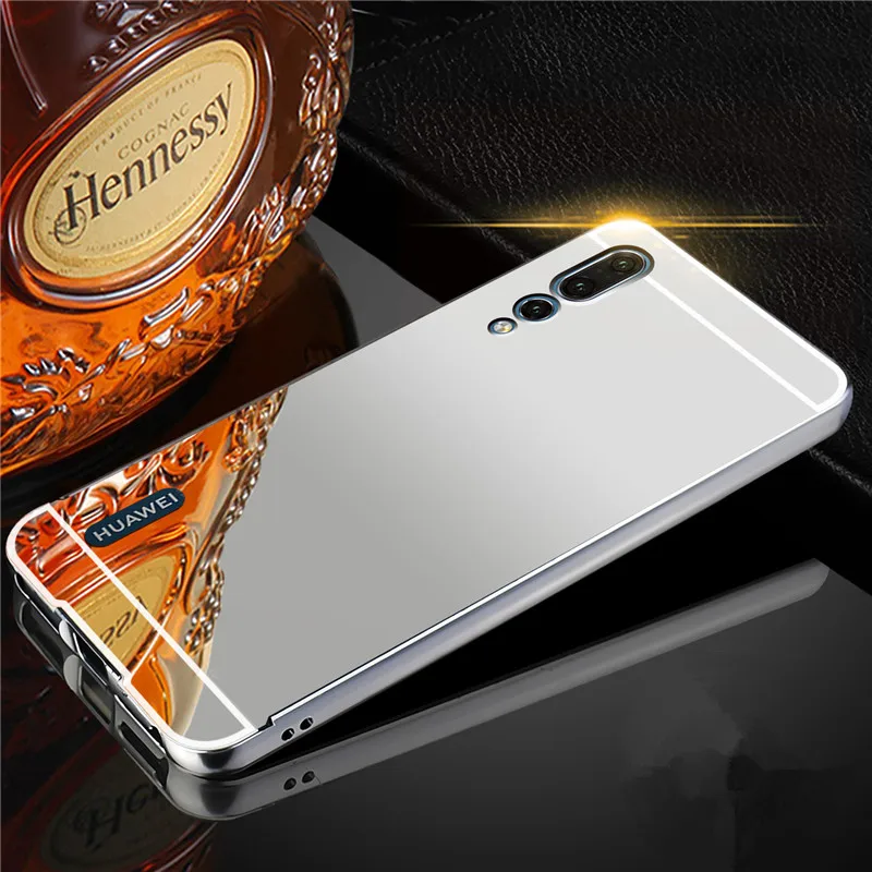 Роскошные Зеркало из розового золота Чехлы для huawei Honor 8 9 10 Lite enjoy фотоаппаратов моментальной печати 7s 9 плюс аллюминиевый металлический чехол-бампер для huawei P20 Pro - Цвет: Silver