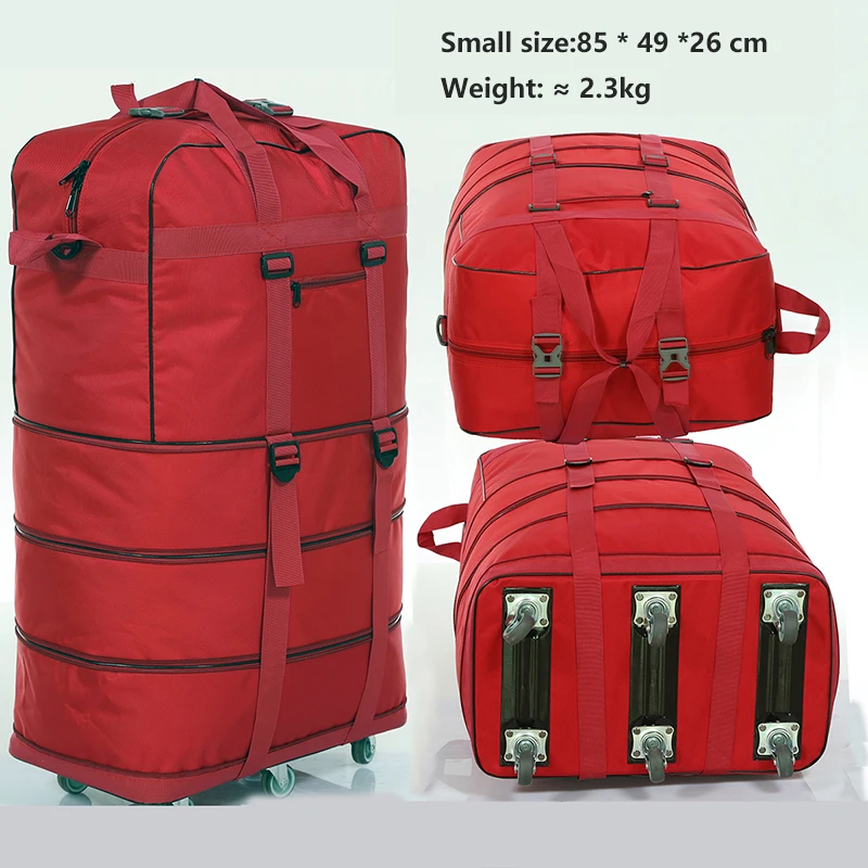 Small Red Складной чехол на колесиках 158, авиационная сумка с колесиком, дорожная сумка, большая вместительность, ткань Оксфорд, для путешествий за границу, сумка для багажа - Цвет: Small Red