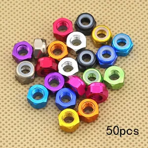 50 шт. алюминиевый сплав M2 гайка блокировка гайка анти-свободные винты винтовая крышка для RC Tamiya Mini 4WD гоночный автомобиль DIY Acc