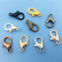 30pcs lobster clasp hook chains connectors 12mm for jewelry findings making 9 color hand diy bracelets necklace accessories