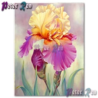 landscape 5d diamond painting embroidery yellow purple flowers square or round mosaic cross stitch rhinestone home decoration