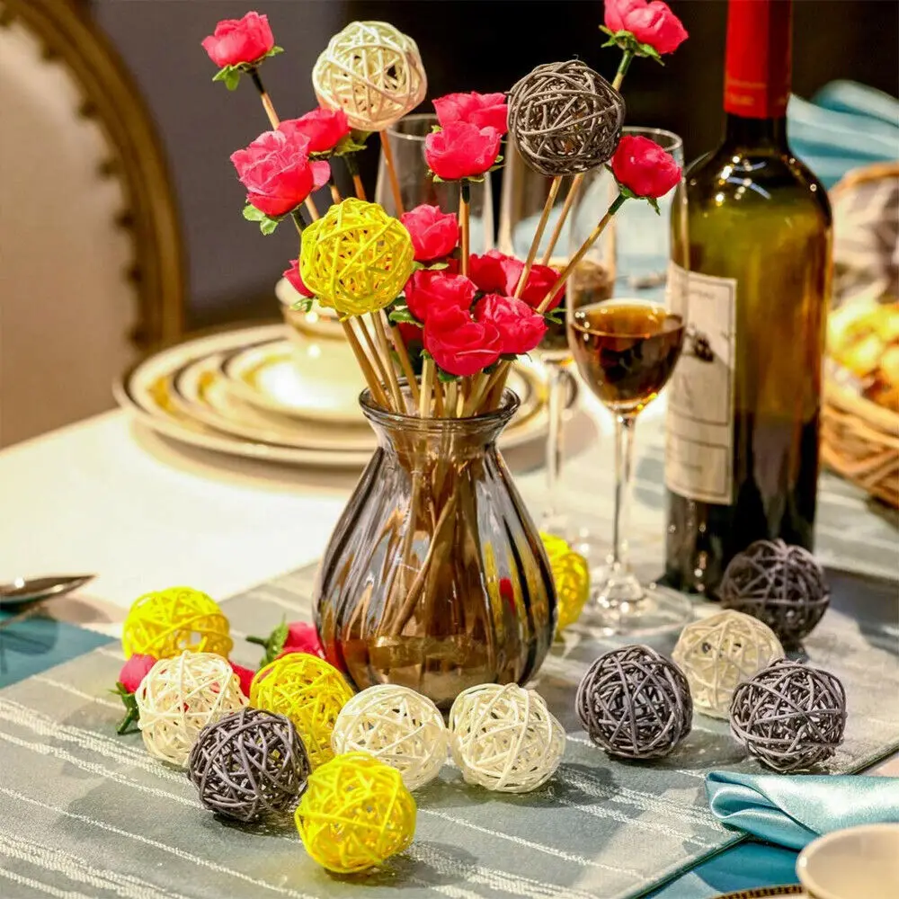 B-Mixed 3cm/5cm 20PCS Round Shape Rattan Ball Sepak Takraw for Christmas Birthday Party & Home Wedding Decoration | Дом и сад