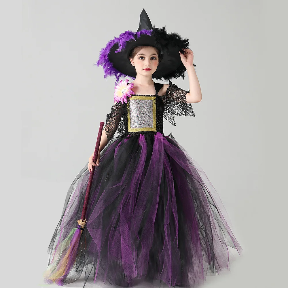 Halloween Girls Maleficent Costume Children Masquerade Carnival Party Vampire Red Queen Dress Up Birthday Tulle Puffy Ball Gowns |
