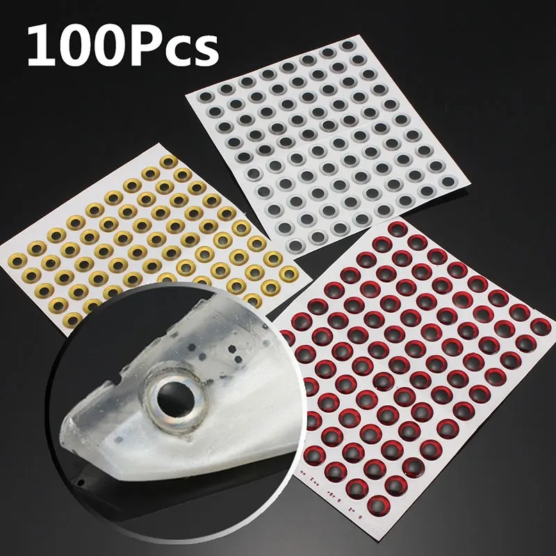 

100pcs 6mm 3D Holographic Fishing Lure Fish Eyes Fly Tying Jigs Crafts DIY Lure Bait