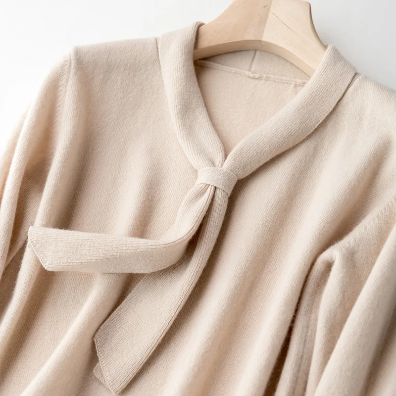 

BARESKIY 2020 new V-neck women's sweater slim slimming cashmere sweater short small pullover long sleeve sweater women