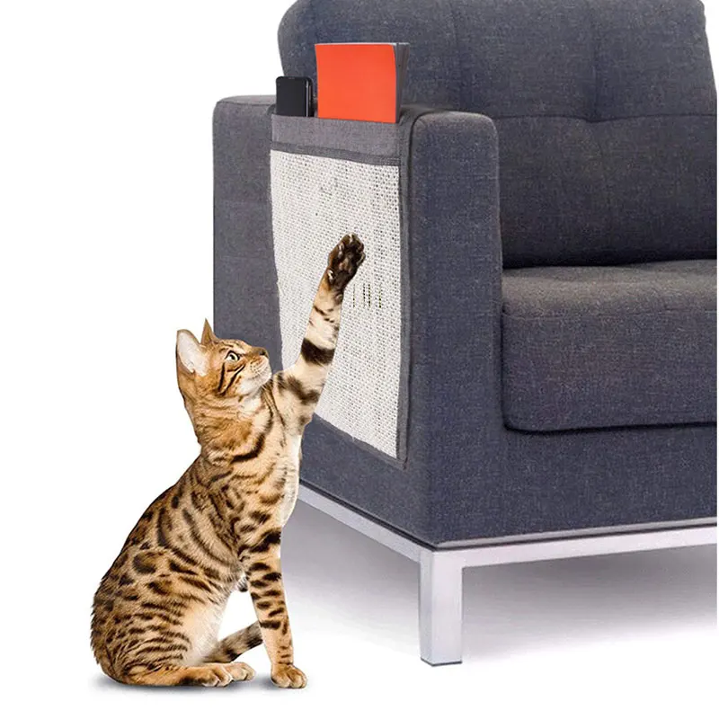 

Home Furniture Protector Cat Cardboard Cat Anti Scratch Sofa Cover with Organizer Pockets Solid Color Sisal Pad Couch Guard