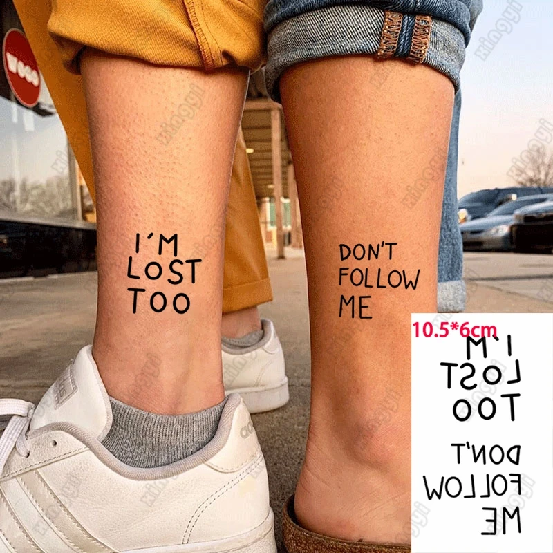

Водостойкая временная татуировка-наклейка с надписью на английском языке «Я потерялся», не следуй за мной, мужские Переводные руки, FakeTatto, боди-арт для женщин и мужчин