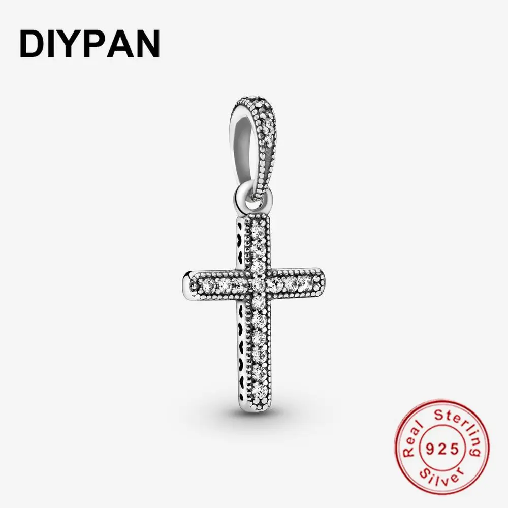 

Fit Original Pandora Bracelet Charm 925 Sterling Silver Sparkling Cross Pendant Dangle Charms Beads Fashion DIY Jewelry Berloque