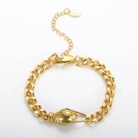 fashion snake head bracelet stainless steel gold color link chain women bracelet for luxury party wedding jewelry gift wholesale