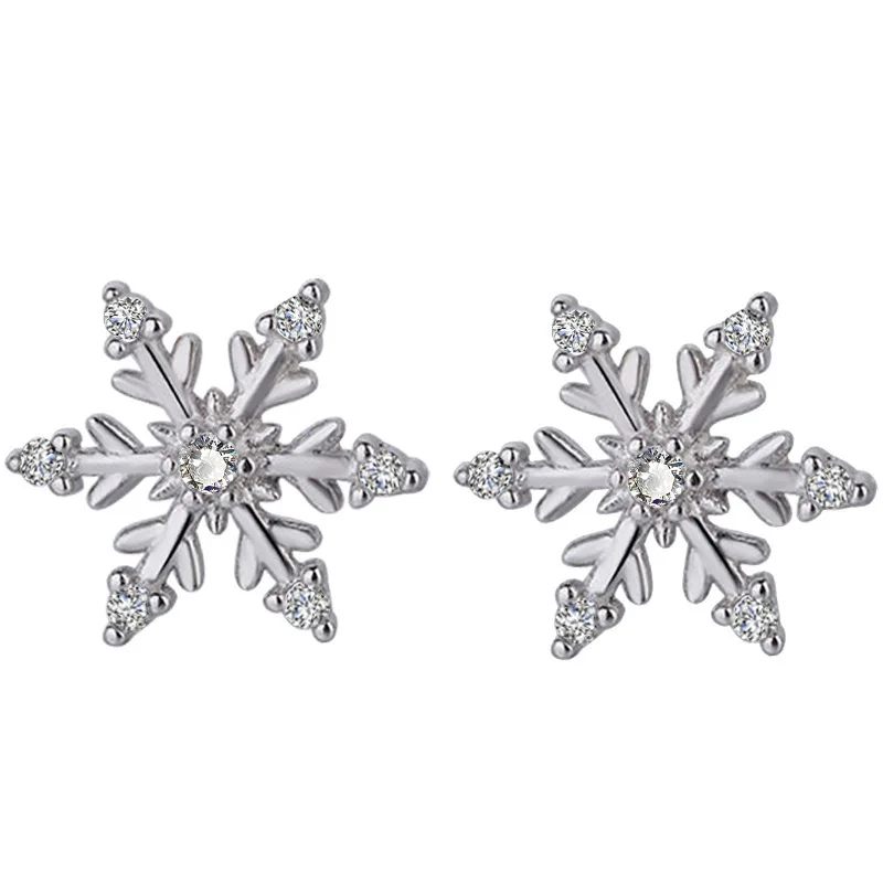 

Rhinestone Zircon Snowflake Ice Snow Earrings Studs for Women Luxury High Quality Design Jewelry Inlaid Zircon Temperament Acces