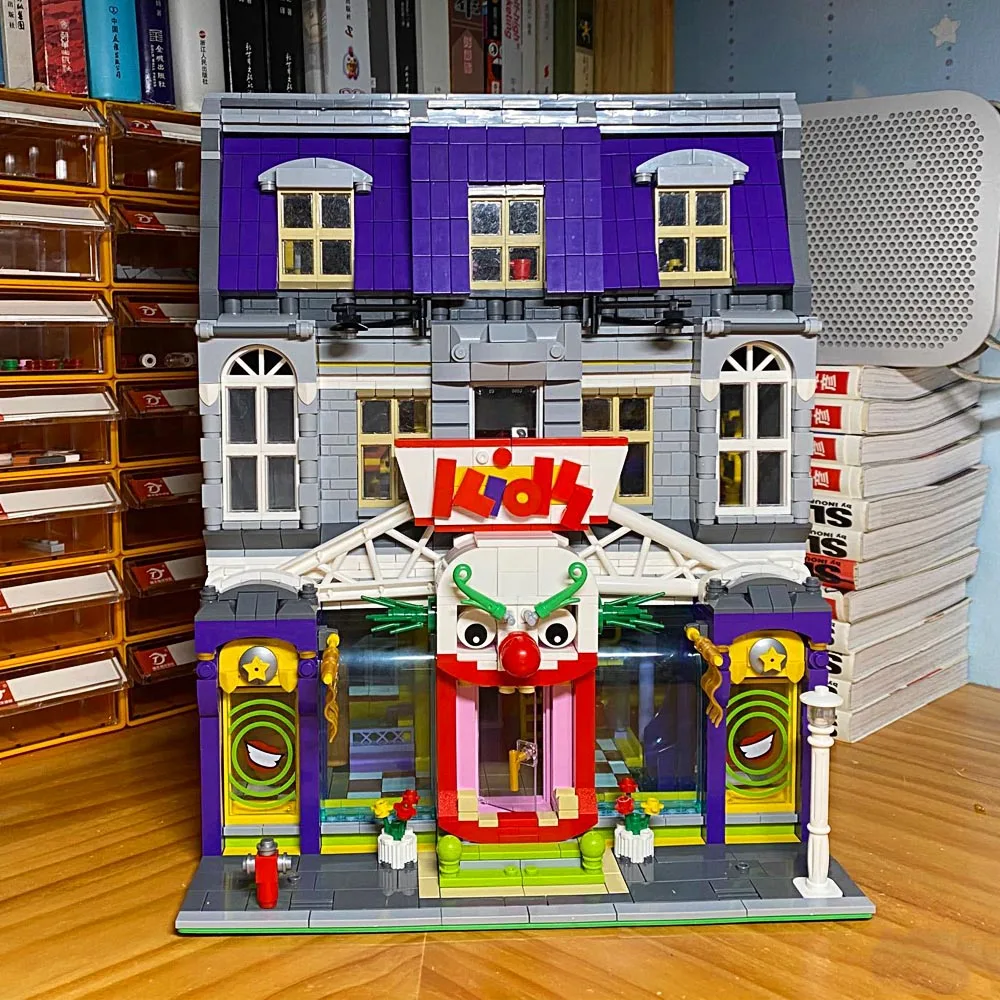 

Креативный эксперт, супергерои, уличный вид, 3329 шт., модель Joker Park Moc, модульный строительный блок, кирпич Joker House