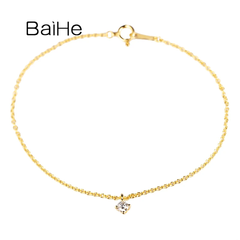 

BAIHE Solid 18K White/Yellow/Rose Gold 0.10ct H/SI Natural Diamond Bracelet Fine Jewelry Making Pulsera de diamantes Armband