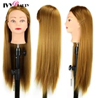 Голова-кукла для парикмахеров, высокотемпературный манекен со светлыми синтетическими волосами, тренировочная голова для оплетки, укладки волос