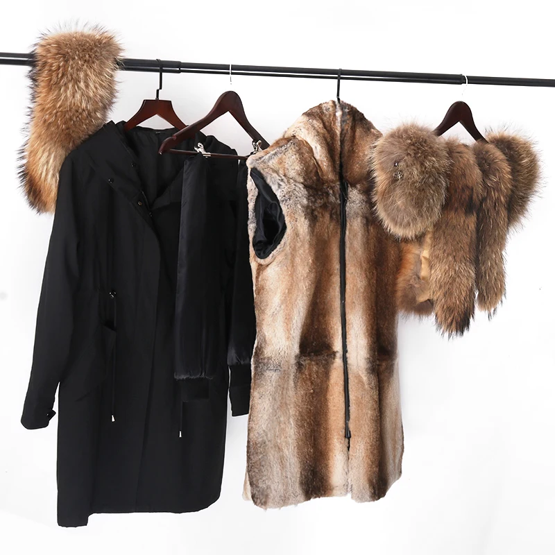 Lavelache New Winter Real Fur Coat 100% Natural Fur Jacket Female Fox Fur Coat High Quality Fur Parka Waterproof Free Shipping