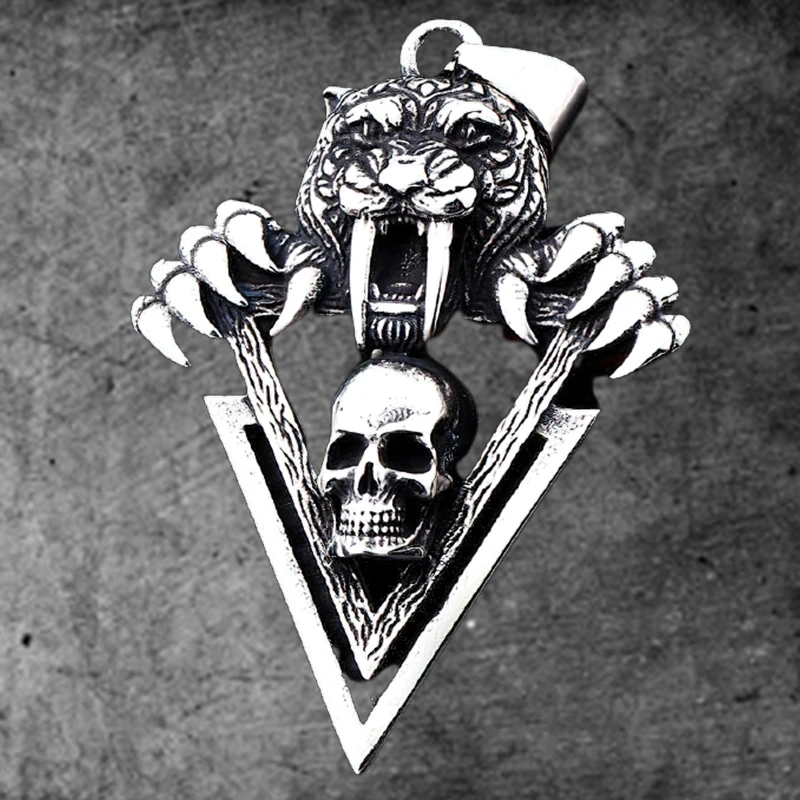 

Кулон в виде черепа тигра из нержавеющей стали в стиле панк/Готика