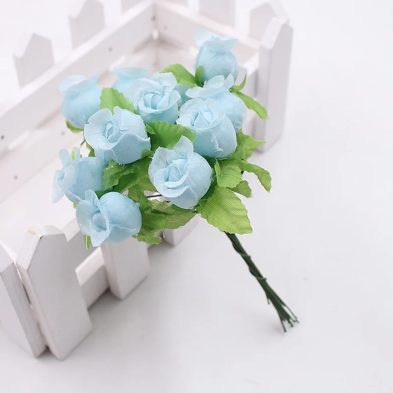 12 Heads/Bundle Silk Roses Small Rose Buds Artificial Flowers For Decoration Home Wedding Party Diy Gifts Box Christmas Garland | Дом и сад