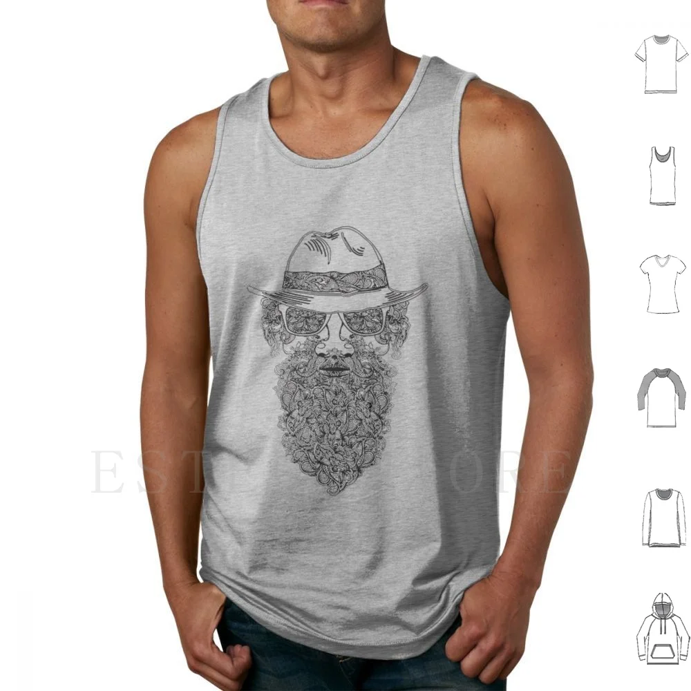 Мужской жилет без рукавов с бородой и солнцезащитными очками