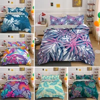 tropical plants duvet cover with pillowcase colorful palm leaves single double king queen bedding sets 23pcs