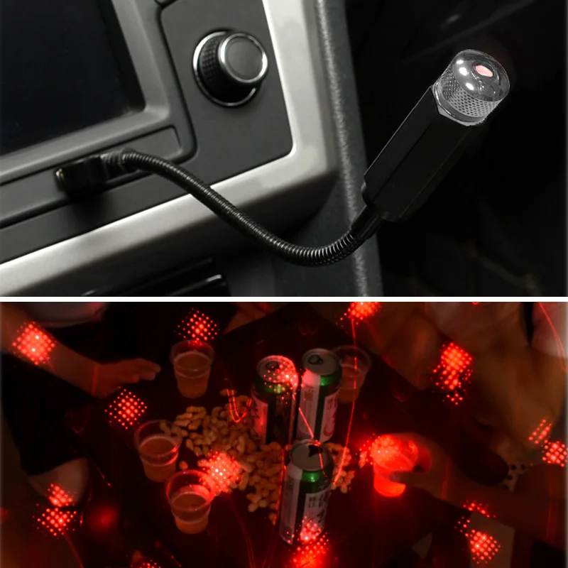 USB звездный атмосферный светильник светодиодный для крыши автомобиля Звездные