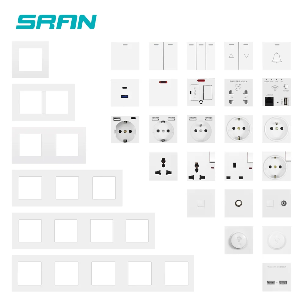 Настенная Wi Fi розетка SRAN с USB огнезащитной панелью из поликарбоната 86 мм * 300 МБ