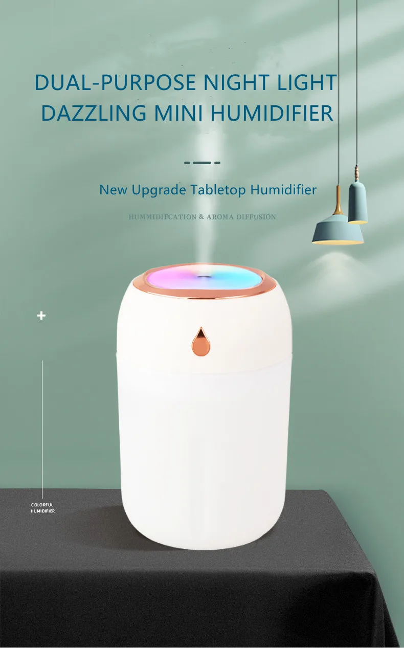330ML Air Humidifier With Electric Aroma Diffuser Mist Ultra-Silent Fogger For Car Home Office With LED Lamp for Purifier