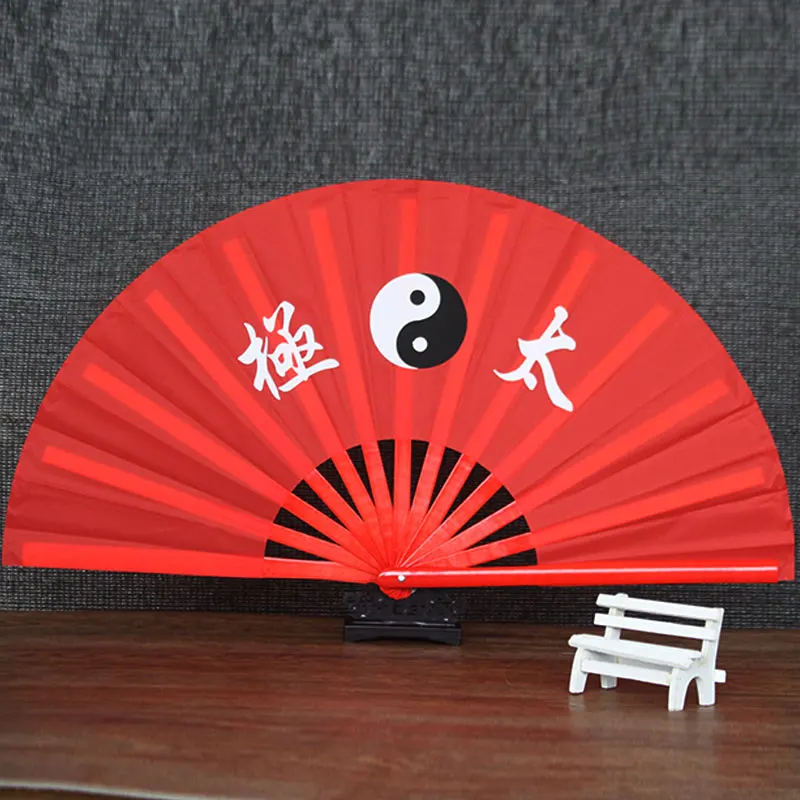 Bamboo Bone Tai Chi Fan Red Kung Fu High-Grade Martial Arts Chinese Style Folding | Спорт и развлечения