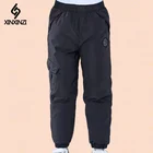 Зимние длинные брюки для мальчиков и девочек, новинка 2021, комбинезоны, повседневные ветрозащитные зимние Детские утепленные брюки, Детские Пуховые брюки