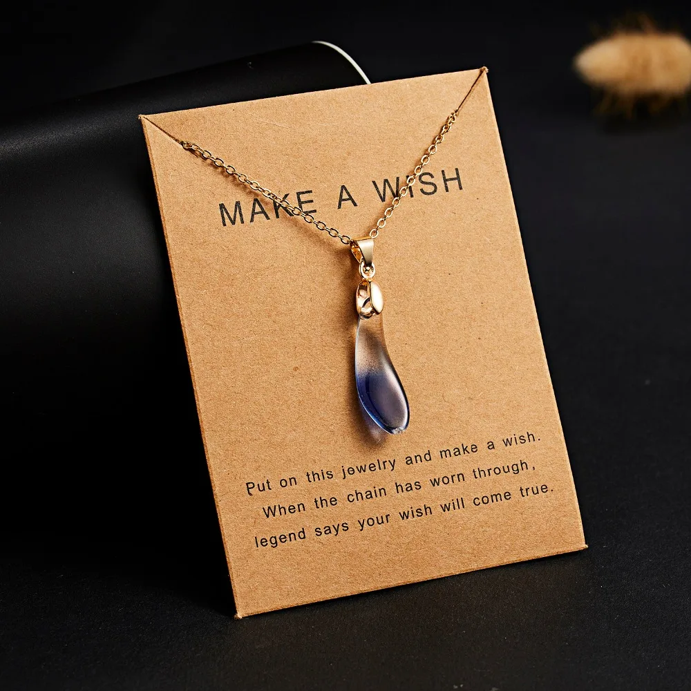 Wish Card, чокер с медальоном с камнем, ожерелье для женщин, Золотая цепочка, ожерелье, Женский дружеский подарок, ювелирные изделия