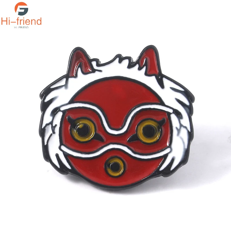 Принцесса Mononoke Hime мультфильм Броши маски красные Эмалевые заколки лацкан