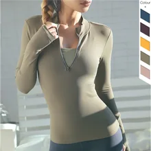 Nova manga longa camisas de yoga roupas de treino para as mulheres roupas de fitness yoga colheita superior esportes empurrar para cima correndo manga completa ginásio topo (1)