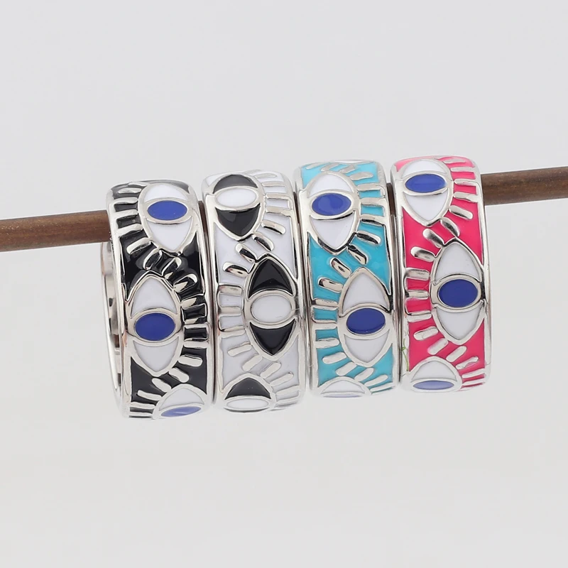 Красочное эмалированное милое Открытое кольцо для женщин Регулируемое